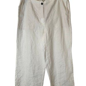 J.Jill Women's White Wide Leg Cropped Linen Pants Size L